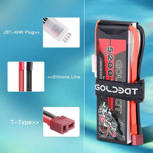 GOLDBAT 5200mAh 60C 11.1V 3S Lipo RC Short Battery with T Connector Softcase Pack for RC Car Truck Quadcopter Airplane Helicopter Boat in Kuwait