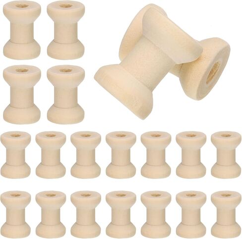 uxcell 20Pcs Wooden Spools, 0.5 x 0.6 Inches Natural Wood Empty Thread Spools Unfinished Wood Ribbon Spool for Craft Wire Weaving DIY Projects in Kuwait