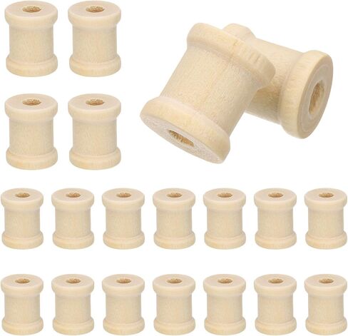 uxcell 20Pcs Wooden Spools, 0.5 x 0.6 Inches Natural Wood Empty Thread Spools Unfinished Wood Ribbon Spool for Craft Wire Weaving DIY Projects in Kuwait