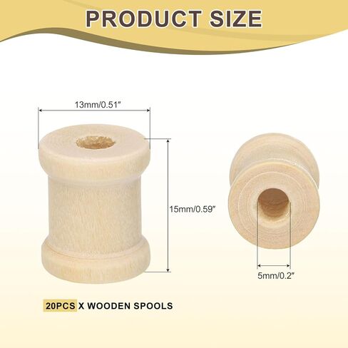 uxcell 20Pcs Wooden Spools, 0.5 x 0.6 Inches Natural Wood Empty Thread Spools Unfinished Wood Ribbon Spool for Craft Wire Weaving DIY Projects in Kuwait