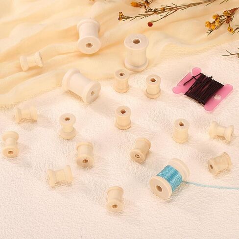 uxcell 20Pcs Wooden Spools, 0.5 x 0.6 Inches Natural Wood Empty Thread Spools Unfinished Wood Ribbon Spool for Craft Wire Weaving DIY Projects in Kuwait