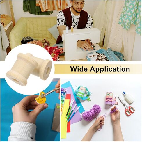 uxcell 20Pcs Wooden Spools, 0.5 x 0.6 Inches Natural Wood Empty Thread Spools Unfinished Wood Ribbon Spool for Craft Wire Weaving DIY Projects in Kuwait