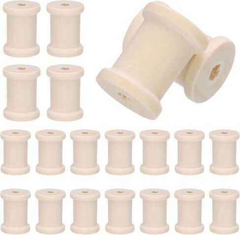 uxcell 20Pcs Wooden Spools, 0.5 x 0.6 Inches Natural Wood Empty Thread Spools Unfinished Wood Ribbon Spool for Craft Wire Weaving DIY Projects in Kuwait