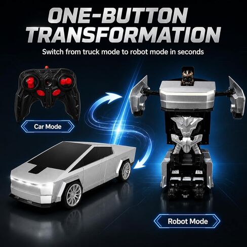 Transformer RC Car, 2-in-1 Transforming Robot Car Toy, 2.4GHz Remote Control Cyber RC Truck, 360° Rotating Drift Stunt Car, Rechargeable Toy Gift for Boys Ages 4-12 in Saudi Arabia