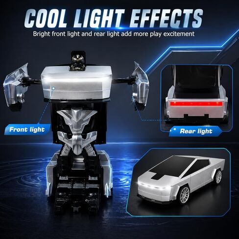 Transformer RC Car, 2-in-1 Transforming Robot Car Toy, 2.4GHz Remote Control Cyber RC Truck, 360° Rotating Drift Stunt Car, Rechargeable Toy Gift for Boys Ages 4-12 in Saudi Arabia