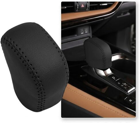 Leather Automatic Gear Shift Knob Cover for Lexus NX 250 350 350h 450h RX 350 350h 450h 500h (2023-2026),UX LX RZ TX,Premium Cowhide Interior Accessories,Protective Shift Lever Sheath (All Black) in Kuwait