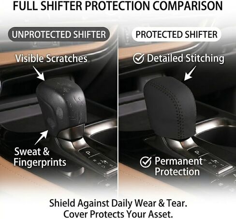 Leather Automatic Gear Shift Knob Cover for Lexus NX 250 350 350h 450h RX 350 350h 450h 500h (2023-2026),UX LX RZ TX,Premium Cowhide Interior Accessories,Protective Shift Lever Sheath (All Black) in Kuwait