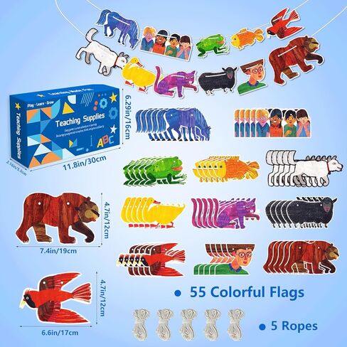 Brown Bear Brown Bear What Do You See Banner Birthday Fiesta Party Decorations Classroom Banner Decorations School Supplies 55 Piece in Saudi Arabia