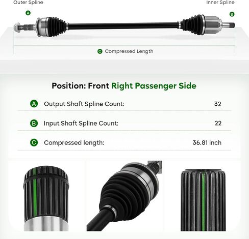 Front Right Passenger Side CV Axle Shaft Assembly Fit for Chevrolet Cruze 2016 2017 2018 2019, L4 1.4L, only fit Automatic Transmission in Kuwait