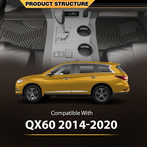 سجادات أرضية TPE متوافقة مع ملحقات الشاحنات Infiniti QX60 2014-2020 بطانات البضائع حماية من جميع الأحوال الجوية 4 قطع Alfombras para Carro in Kuwait