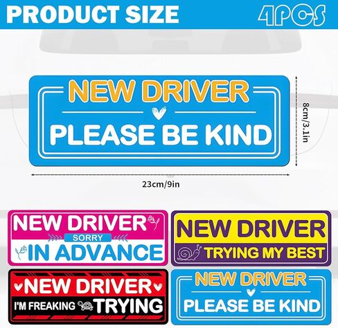 4 Pcs New Driver Magnet,Student Driver Magnet for Car, Sticker,Bumper Stickers,New Driver Sticker for Car for Beginners Student Car Drivers Learner Driver Decor Gift in Saudi Arabia