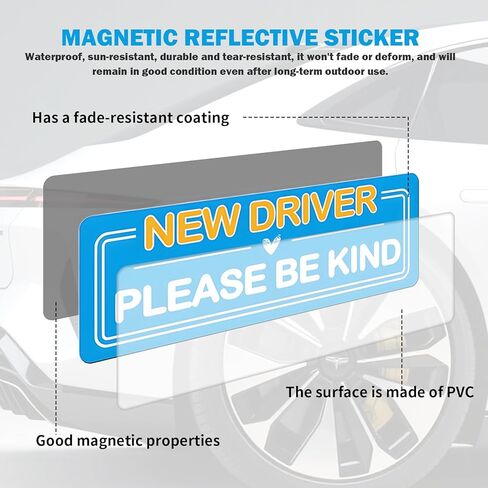4 Pcs New Driver Magnet,Student Driver Magnet for Car, Sticker,Bumper Stickers,New Driver Sticker for Car for Beginners Student Car Drivers Learner Driver Decor Gift in Saudi Arabia