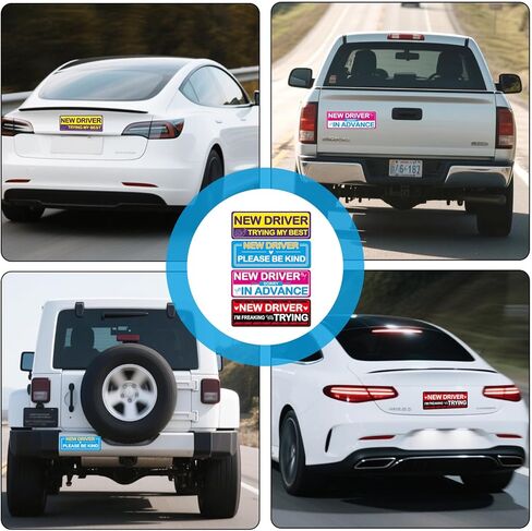 4 Pcs New Driver Magnet,Student Driver Magnet for Car, Sticker,Bumper Stickers,New Driver Sticker for Car for Beginners Student Car Drivers Learner Driver Decor Gift in Saudi Arabia