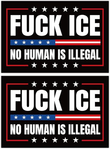 Fuck ICE No Human is Illegal Car Magnet 4x6 inches, 2 Pack - Protest & Political Statement Magnets for Car Truck SUV, Mailboxes, or Any Other Magnetic Surfacet in Saudi Arabia