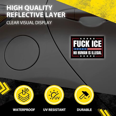 Fuck ICE No Human is Illegal Car Magnet 4x6 inches, 2 Pack - Protest & Political Statement Magnets for Car Truck SUV, Mailboxes, or Any Other Magnetic Surfacet in Saudi Arabia