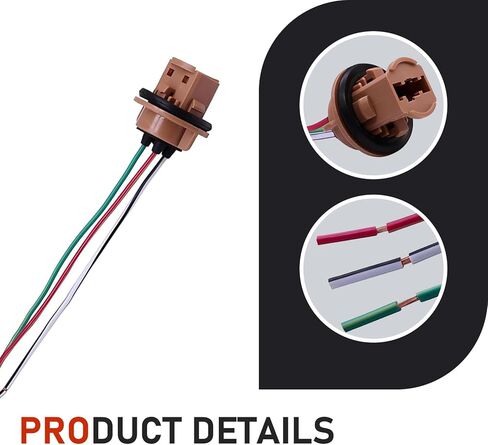 SLIMI 2 قطعة 7443 موصل لمبة ضوء الفرامل، مآخذ توصيل أسلاك الفرامل LED، محول أنثى حامل مصباح مقاوم للماء، لمجموعة تركيب لمبة 7443 /T20 (متعددة الألوان) in Kuwait
