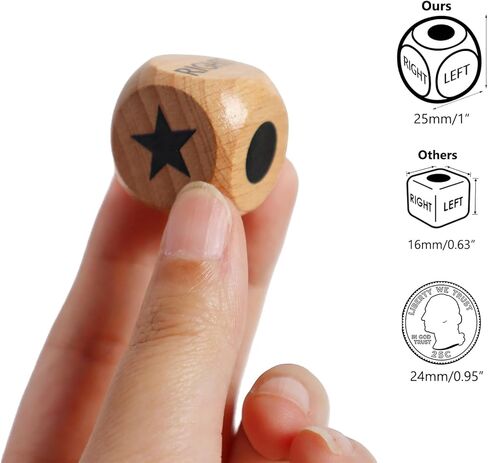 Pack of 9 Right Left Center Dice, 1 inch Wood Dices with Drawstring Bag, for Left Right Center Game Dice Accessories in Saudi Arabia