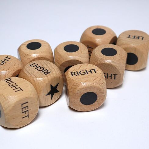 Pack of 9 Right Left Center Dice, 1 inch Wood Dices with Drawstring Bag, for Left Right Center Game Dice Accessories in Saudi Arabia