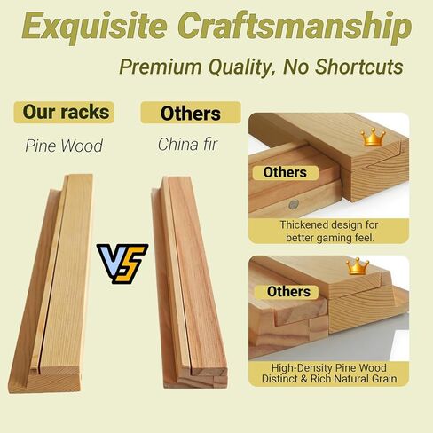 4PCS 17.4 Inch Natural Pine Wooden Mahjong Racks with Magnetic Pushers, American Mahjong Tile Holder, Premium Wood Game Accessories for Game Nights and Gifts in Saudi Arabia
