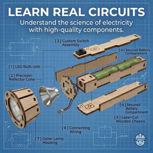 DIY Wooden Kids Flashlight STEM Toys - Educational Science Kit & Building Sets for Boys 8-12, Fun Craft Kit Birthday Gifts for 8 Year Old Boys, Cool Toys for Kids in Saudi Arabia