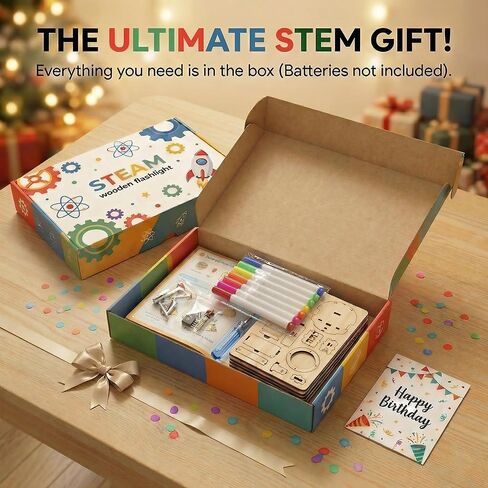 DIY Wooden Kids Flashlight STEM Toys - Educational Science Kit & Building Sets for Boys 8-12, Fun Craft Kit Birthday Gifts for 8 Year Old Boys, Cool Toys for Kids in Saudi Arabia