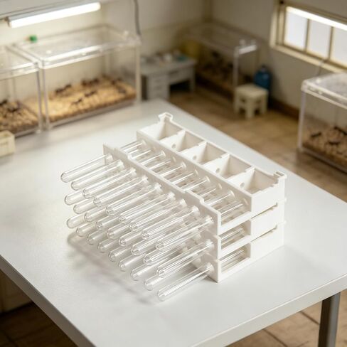 Stackable Ant Farm Formicarium with 10 Test Tubes, White Plastic Base, 5 Compartments, 15mm/18mm Tube Options (15 mm Test Tubes) in Saudi Arabia
