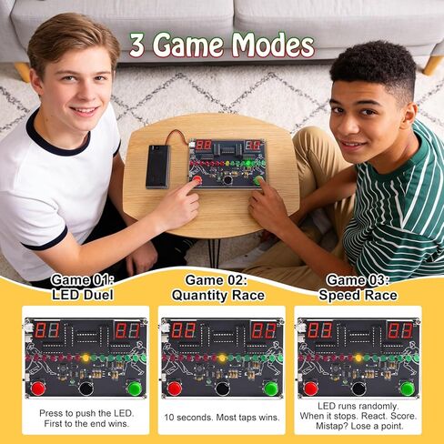 DIY 3-in-1 Game Console Soldering Practice Kit with LED Sound Effects, STEM Solder Project for Electronics Hobby, Fun Hands-On Build for School Educational Learning, Creative Present in Kuwait