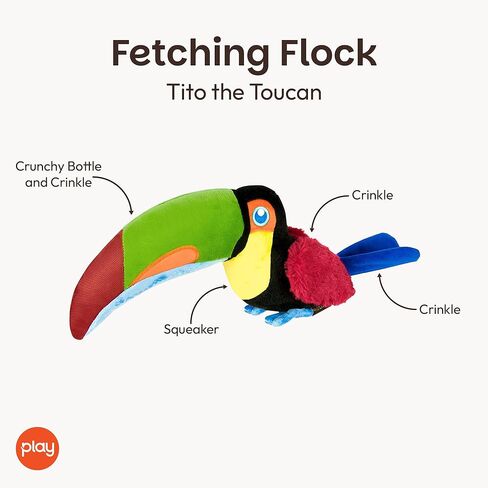 P.L.A.Y. PET LIFESTYLE AND YOU P.L.A.Y, Fletching Flock Tito The Toucan Plush Dog Toy in Saudi Arabia