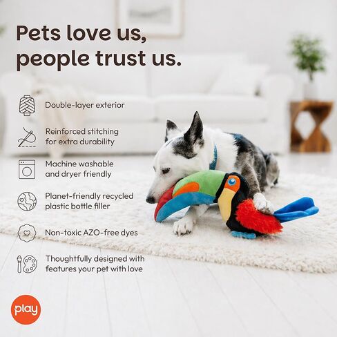 P.L.A.Y. PET LIFESTYLE AND YOU P.L.A.Y, Fletching Flock Tito The Toucan Plush Dog Toy in Saudi Arabia