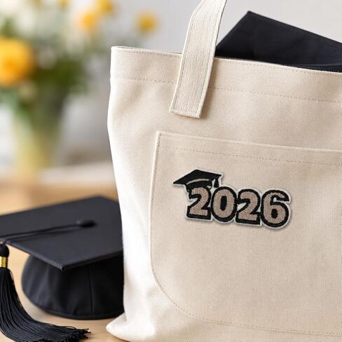 Garneck 8pcs 2026 Graduation Iron On Patches: Embroidered Grad Applique Sew On Patch Set for Class of 2026 Senior Clothes Hat Backpack Jeans Cap Gown Stole Lei Dress Decor in Kuwait