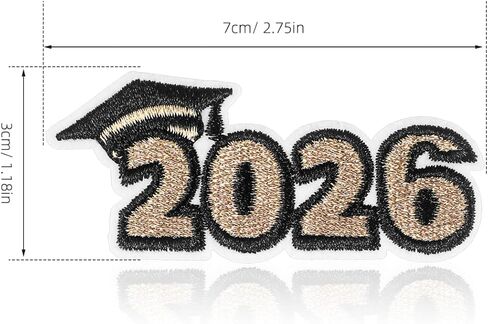 Garneck 8pcs 2026 Graduation Iron On Patches: Embroidered Grad Applique Sew On Patch Set for Class of 2026 Senior Clothes Hat Backpack Jeans Cap Gown Stole Lei Dress Decor in Kuwait