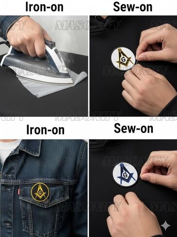 Set of 4 Masonic Master Mason Square & Compass Embroidered Patches Iron on & Sew on – 3×3 Inch Round Craft Regalia Badges in Multiple Colors in Saudi Arabia