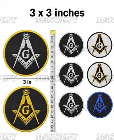 Set of 4 Masonic Master Mason Square & Compass Embroidered Patches Iron on & Sew on – 3×3 Inch Round Craft Regalia Badges in Multiple Colors in Saudi Arabia