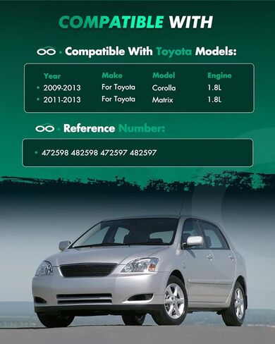SCITOO مجموعة زنبركية أمامية 2009 2010 2011 2012 2013 لسيارة Toyota Corolla 2011 2012 2013 لسيارة Toyota Matrix Quick Struts Shock مع 472598 472597 482597 - مجموعة من 2 FWD in Kuwait