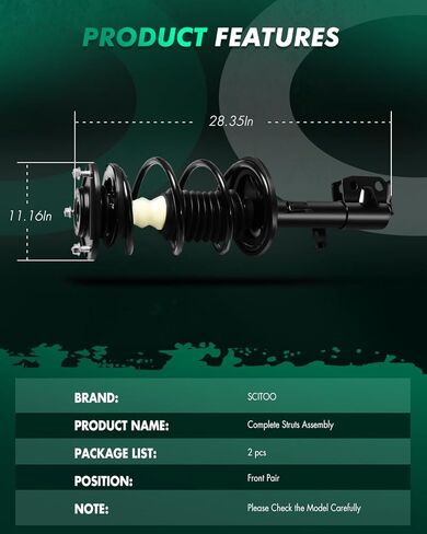 SCITOO مجموعة زنبركية أمامية 2009 2010 2011 2012 2013 لسيارة Toyota Corolla 2011 2012 2013 لسيارة Toyota Matrix Quick Struts Shock مع 472598 472597 482597 - مجموعة من 2 FWD in Kuwait