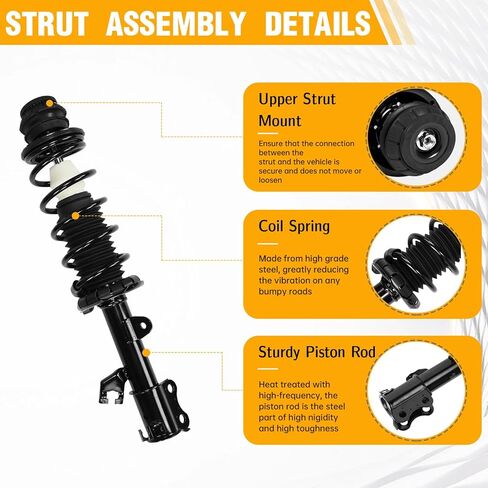 مجموعة دعامات أمامية كاملة مع زنبرك ملفوف متوافق مع Nissan Versa 2012-2019 Nissan Versa Note 2014-2019 طقم ممتص الصدمات 1333584L 1333584R، يسار ويمين، قطعتان in Kuwait