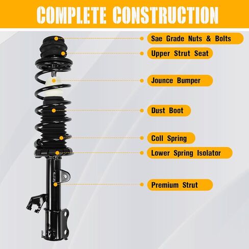 مجموعة دعامات أمامية كاملة مع زنبرك ملفوف متوافق مع Nissan Versa 2012-2019 Nissan Versa Note 2014-2019 طقم ممتص الصدمات 1333584L 1333584R، يسار ويمين، قطعتان in Kuwait