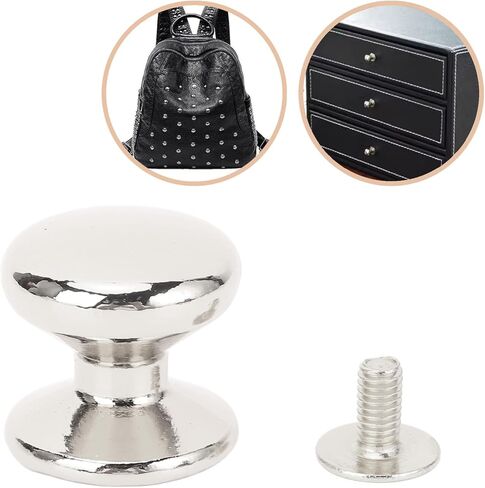 Round Head Button Stud, 20 Sets 15mm Zinc Alloy Leather Rivets with 6mm Crossed Iron Screws, Ball Head Stud Rivets Screw Back for DIY Leather Craft, Versatile Use (Silver) in Kuwait