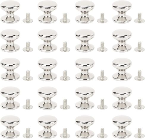 Round Head Button Stud, 20 Sets 15mm Zinc Alloy Leather Rivets with 6mm Crossed Iron Screws, Ball Head Stud Rivets Screw Back for DIY Leather Craft, Versatile Use (Silver) in Kuwait