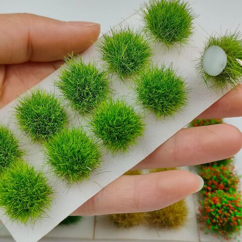 35 Pcs Static Grass Tufts & Flower Clusters - 0.55 Inch Tall Model Grass for Train Railway, Diorama, Military Sand Table, Miniature Base Scene in Saudi Arabia