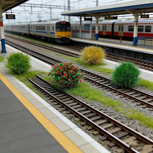 35 Pcs Static Grass Tufts & Flower Clusters - 0.55 Inch Tall Model Grass for Train Railway, Diorama, Military Sand Table, Miniature Base Scene in Saudi Arabia