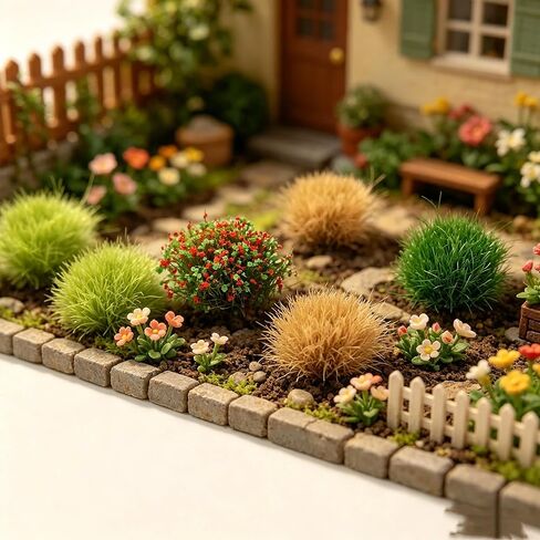 35 Pcs Static Grass Tufts & Flower Clusters - 0.55 Inch Tall Model Grass for Train Railway, Diorama, Military Sand Table, Miniature Base Scene in Saudi Arabia
