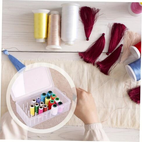 42-Spool Sewing Thread Organizer Box, Clear Plastic Storage Container with Spindles, Dustproof Empty Spool Holder Case with Snap Lock for Embroidery & Quilting in Kuwait