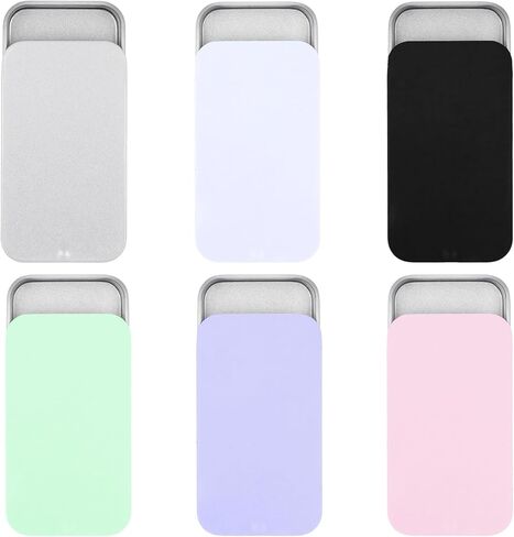 TIESOME 6 PCS Metal Tin Box Containers, 2.36 x1.33 x 0.4 Inch Small Metal Box Mini Rectangular Slide Top Containers Hinged Tin Boxes for Candies Jewelry Crafts Pills Survival Kit(6 Colors) in Kuwait