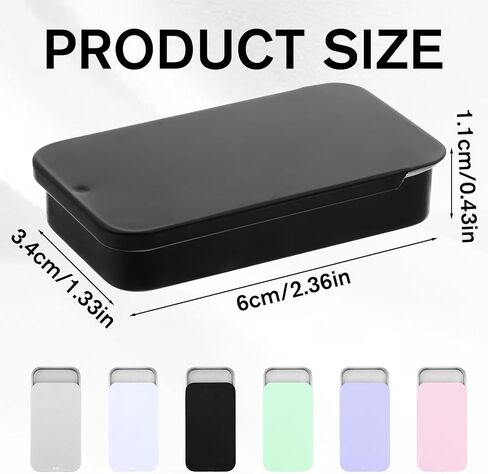 TIESOME 6 PCS Metal Tin Box Containers, 2.36 x1.33 x 0.4 Inch Small Metal Box Mini Rectangular Slide Top Containers Hinged Tin Boxes for Candies Jewelry Crafts Pills Survival Kit(6 Colors) in Kuwait