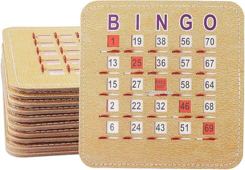 GSE Games & Sports Expert 10-Pack Reusable Shutter Bingo Cards, 5-Ply Stitched Finger-Tip Slide Bingo Game Cards with Quick-Clear Sliding Windows in Kuwait