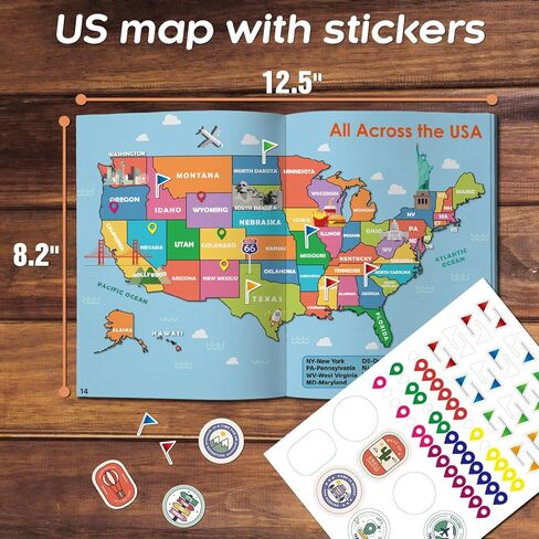 US License Plate Journey Educational Game, State Geography Learning Activity Book with Stickers, Road Trip Matching Game in Saudi Arabia