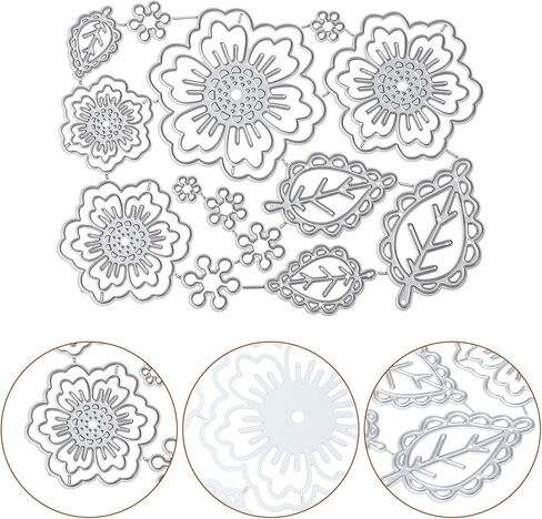 3D Rose Flower Die Cuts for Card Making, Metal Floral Leaves Cutting Dies, Cut Stencils for Scrapbooking Album Embossing in Kuwait