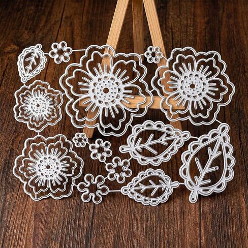 3D Rose Flower Die Cuts for Card Making, Metal Floral Leaves Cutting Dies, Cut Stencils for Scrapbooking Album Embossing in Kuwait