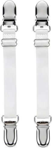 1 Pair (2PCS) Multifuction Adjustable Elastic Stocking Clip Garter Suspender Belt Accessories with Straps and Clips for Stockings (White I style) in Saudi Arabia